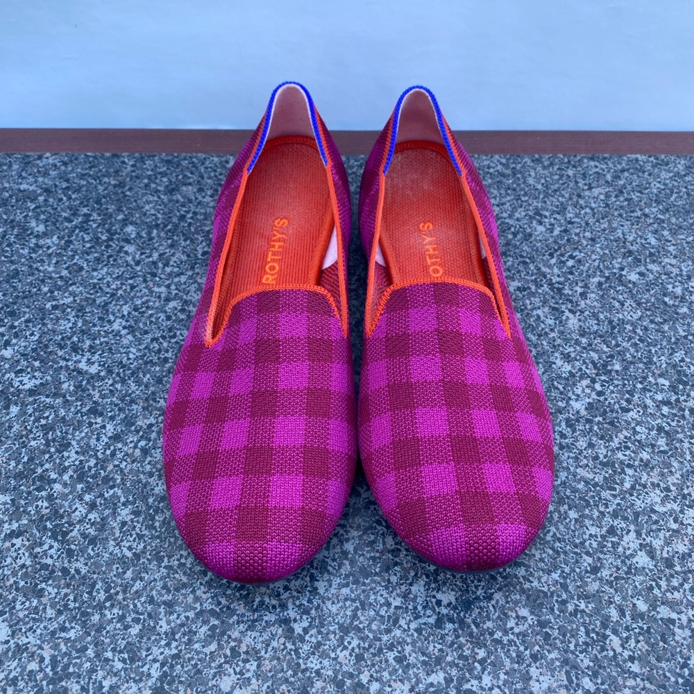 Rothy’s Cherry Gingham Flat Loafers Size 10 Pink - Picture 3 of 8